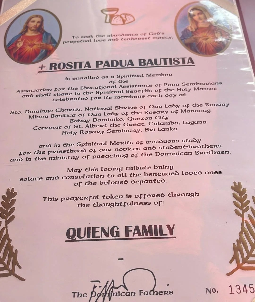 MASS CARD(funeral)